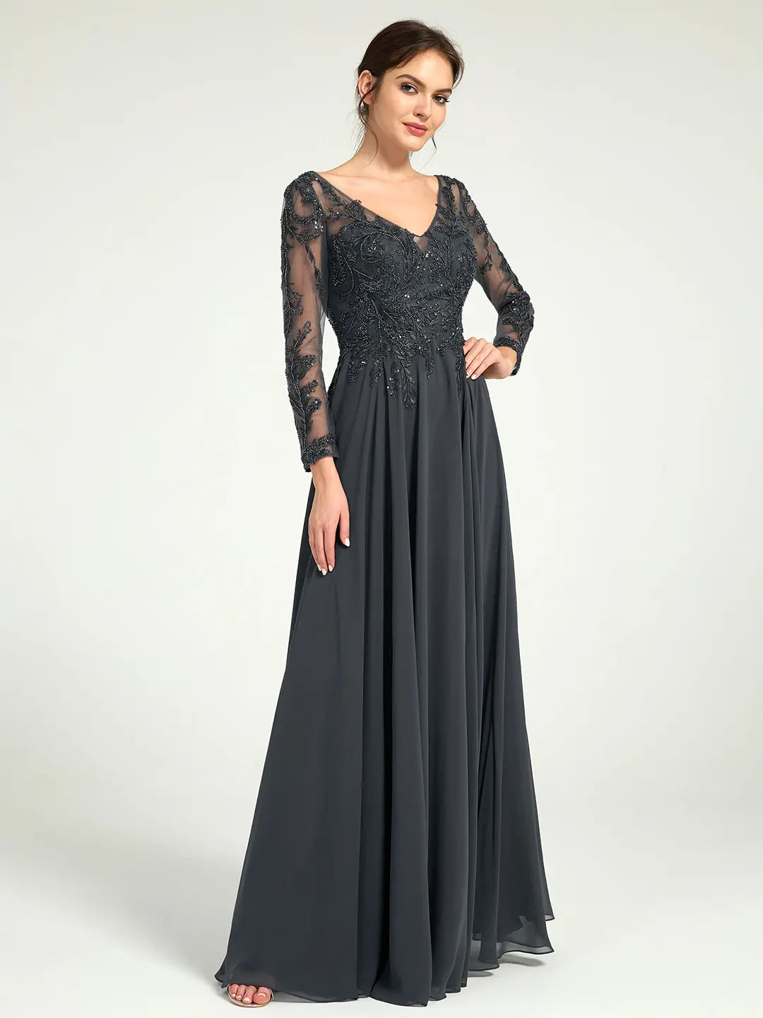 long sleeve mother of the bride dress Zanna Modern Long Sleeves Ruched Long Velvet Mother Of The Bride Dresses
