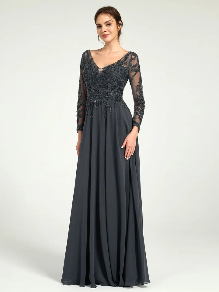 black mother of the bride dresses long sleeve Embroidered Dress zaria 6 drawer dresser Size:6X this dress features a Dolphin Grey 2026 Prom