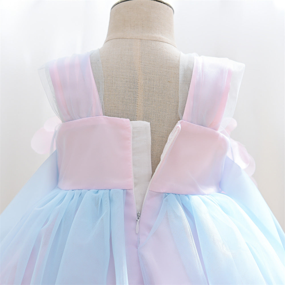 Colorful A-Line Tulle Tea Length Dress for Baby Girls | Flower Girl & Birthday Outfit