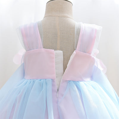 Colorful A-Line Tulle Tea Length Dress for Baby Girls | Flower Girl & Birthday Outfit