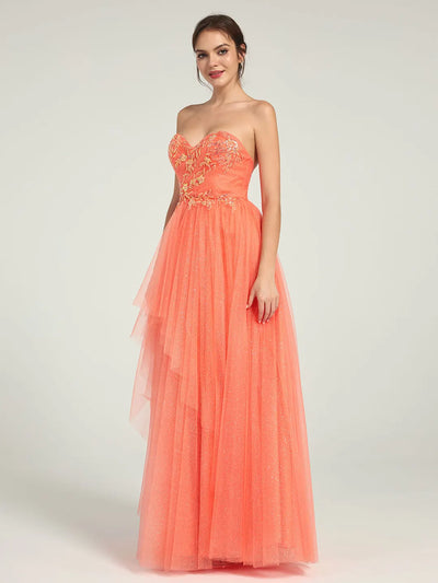 Carlyna Carlyna Carlyna Carlyna Carlyna A-Line Maxi Dress with Sweetheart Neckline and Beaded Floral Accents