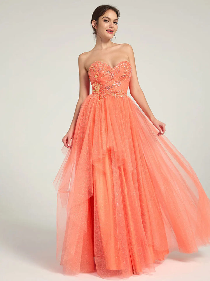 coral fall dress A-Line Maxi with Sweetheart Neckline and Beaded Floral Accents Alpha Kappa Alpha Nightwear Don't Dress for Dinner Button tie back waist Rush Service:With Rush