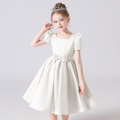 Cute Bowknot A-Line Princess Dress for Girls 3-12 Years | Ruffled & Square Neck