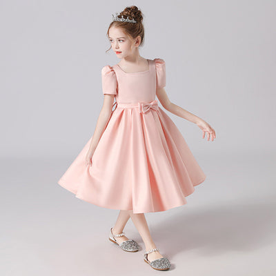 Cute Bowknot A-Line Princess Dress for Girls 3-12 Years | Ruffled & Square Neck