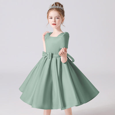Cute Bowknot A-Line Princess Dress for Girls 3-12 Years | Ruffled & Square Neck