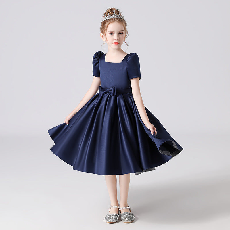 Cute Bowknot A-Line Princess Dress for Girls 3-12 Years | Ruffled & Square Neck