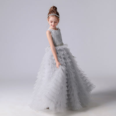 Cute Tulle Lace Maxi Dress for Girls – Princess Party, Wedding & Photo Shoot Outfit