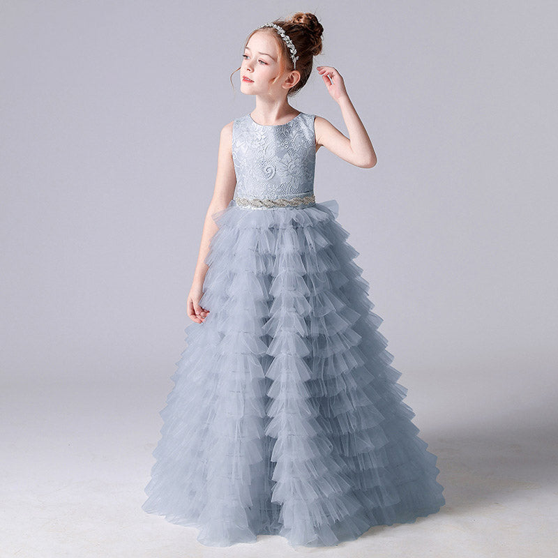 Cute Tulle Lace Maxi Dress for Girls – Princess Party, Wedding & Photo Shoot Outfit