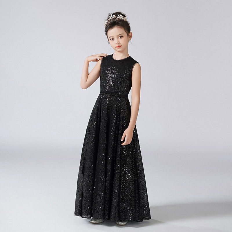 Black Sequin Maxi Dress for Girls – Cute Party & Formal Outfit for Ages 3-12