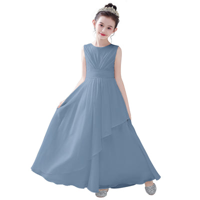 Cute A-line Chiffon Maxi Dress for Girls – Tiered Skirt Party & Formal Dress
