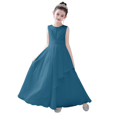 Cute A-line Chiffon Maxi Dress for Girls – Tiered Skirt Party & Formal Dress
