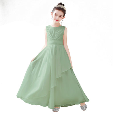Cute A-line Chiffon Maxi Dress for Girls – Tiered Skirt Party & Formal Dress