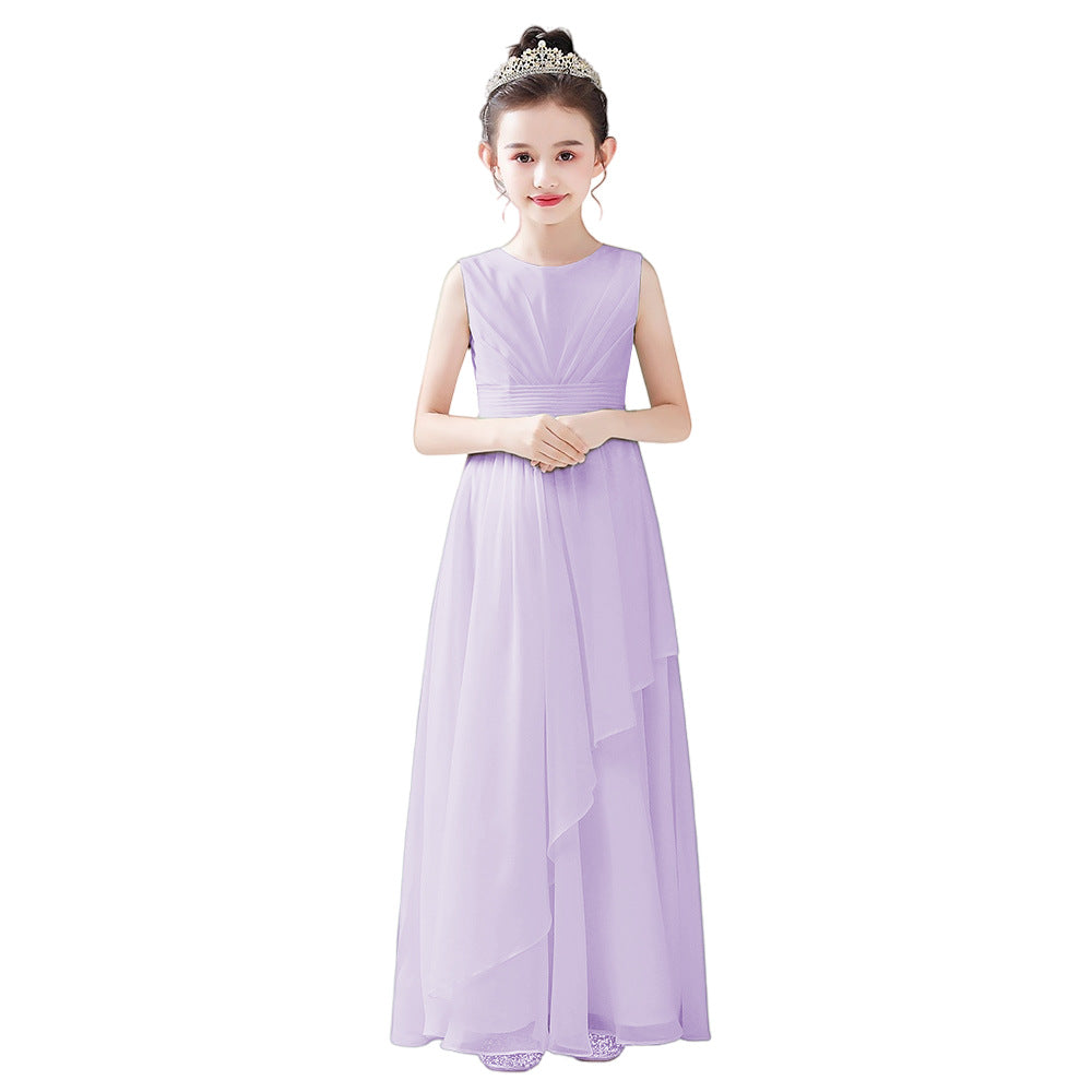 Cute A-line Chiffon Maxi Dress for Girls – Tiered Skirt Party & Formal Dress