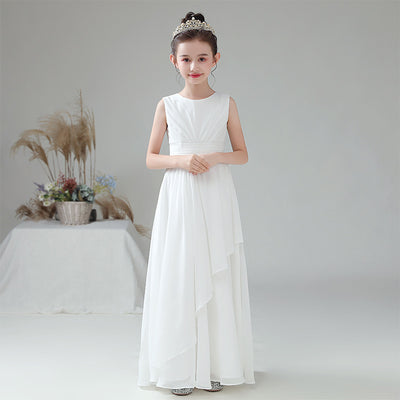 Cute A-line Chiffon Maxi Dress for Girls – Tiered Skirt Party & Formal Dress