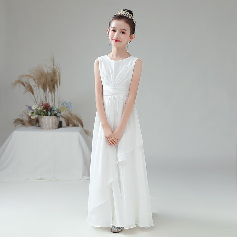 Cute A-line Chiffon Maxi Dress for Girls – Tiered Skirt Party & Formal Dress