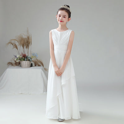 Cute A-line Chiffon Maxi Dress for Girls – Tiered Skirt Party & Formal Dress