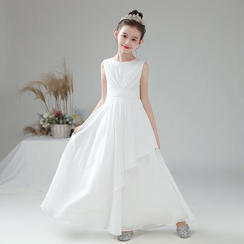 Cute A-line Chiffon Maxi Dress for Girls – Tiered Skirt Party & Formal Dress