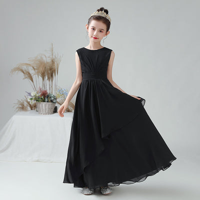 Cute A-line Chiffon Maxi Dress for Girls – Tiered Skirt Party & Formal Dress