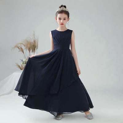 Cute A-line Chiffon Maxi Dress for Girls – Tiered Skirt Party & Formal Dress