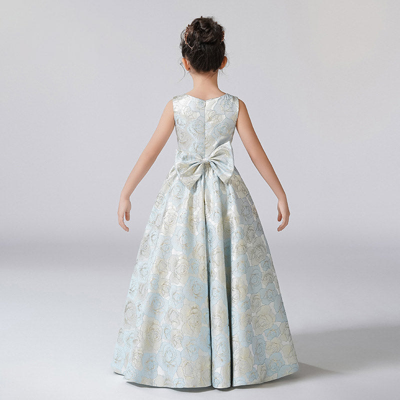 Cute A-Line Floral Maxi Satin Dress for Girls – Flower Girl, Party & Formal