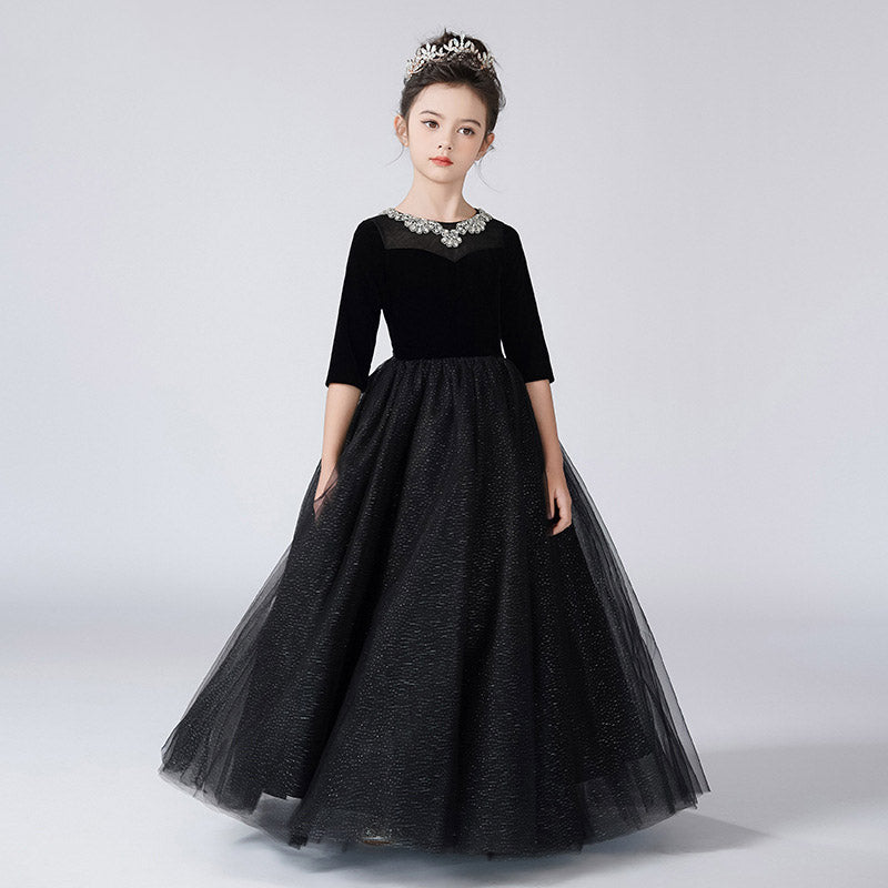 Cute A-line Sequin Maxi Dress for Girls with Ribbon Belt – Formal Party & Celebration Gown