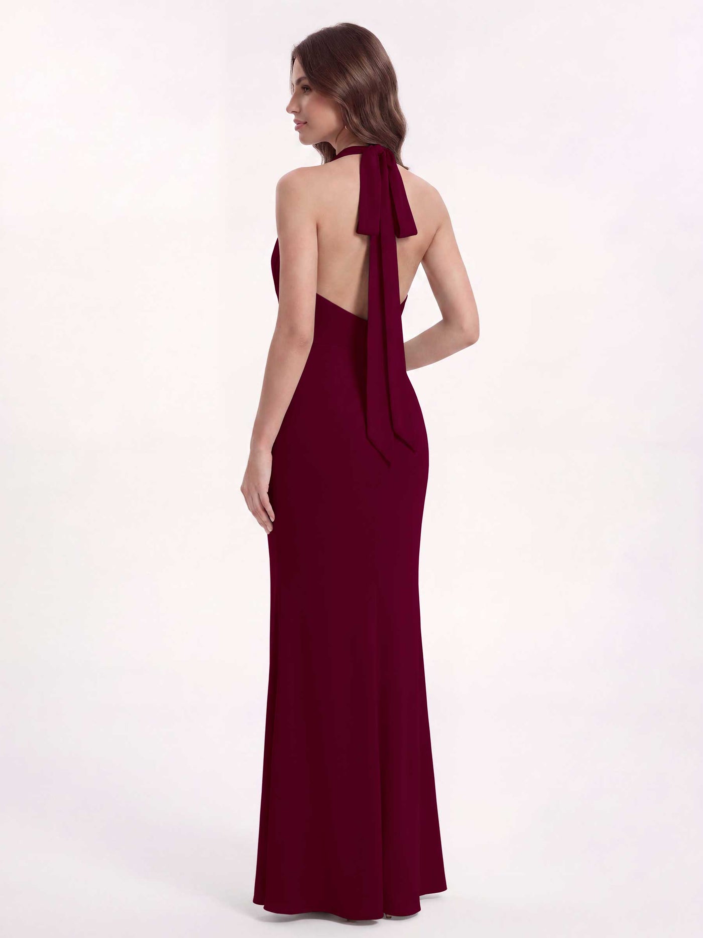 valentina bridesmaid dresses Ballet Pink Chiffon Halter Dress A-Line Floor-Length fathersday26