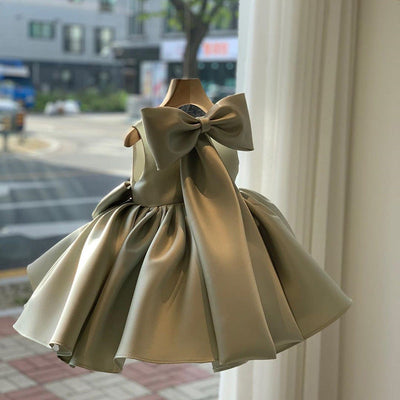 Cute A-Line Princess Dress for Girls | Bowknot Satin Formal Party Gown