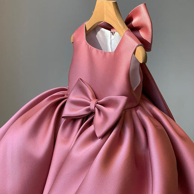 Cute A-Line Princess Dress for Girls | Bowknot Satin Formal Party Gown
