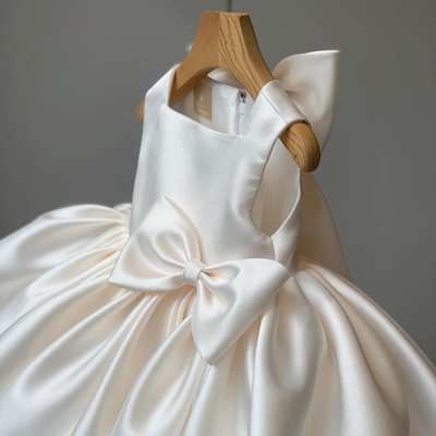 Cute A-Line Princess Dress for Girls | Bowknot Satin Formal Party Gown