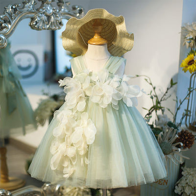 Carlyna Floral Applique Puffy Tulle Flower Girl Dress