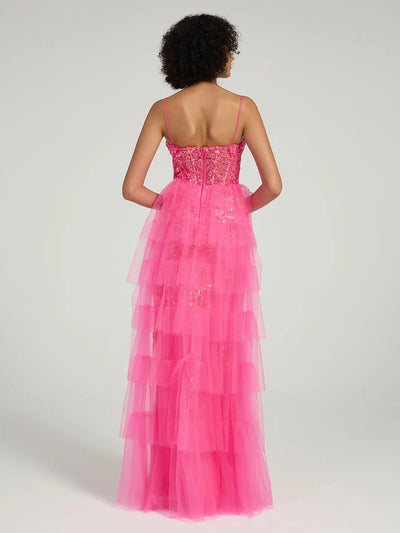 Carlyna Carlyna Carlyna Carlyna Carlyna Carlyna Carlyna Floral Embroidered Spaghetti Strap Mermaid Formal Dress with High Slit