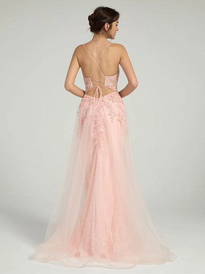 Carlyna Carlyna Carlyna Carlyna Carlyna Carlyna Carlyna Floral Lace A-Line Sequin Maxi Dress with Plunge Neck