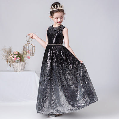 Black Ombre Sequin Maxi Dress for Girls – Party, Wedding & Festivals