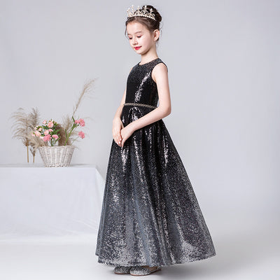 Black Ombre Sequin Maxi Dress for Girls – Party, Wedding & Festivals