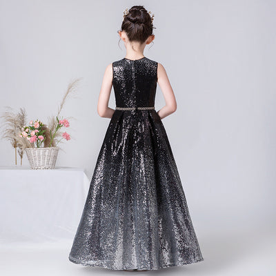 Black Ombre Sequin Maxi Dress for Girls – Party, Wedding & Festivals