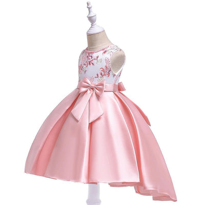 High Low Satin Beaded Embroidered Princess Dress for Girls 3-10 Years – Special Occasion Gown