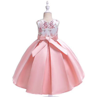 High Low Satin Beaded Embroidered Princess Dress for Girls 3-10 Years – Special Occasion Gown