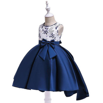 High Low Satin Beaded Embroidered Princess Dress for Girls 3-10 Years – Special Occasion Gown