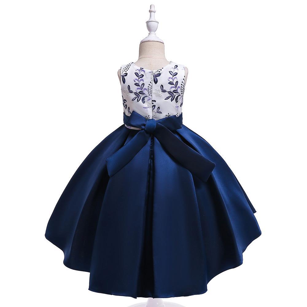 High Low Satin Beaded Embroidered Princess Dress for Girls 3-10 Years – Special Occasion Gown