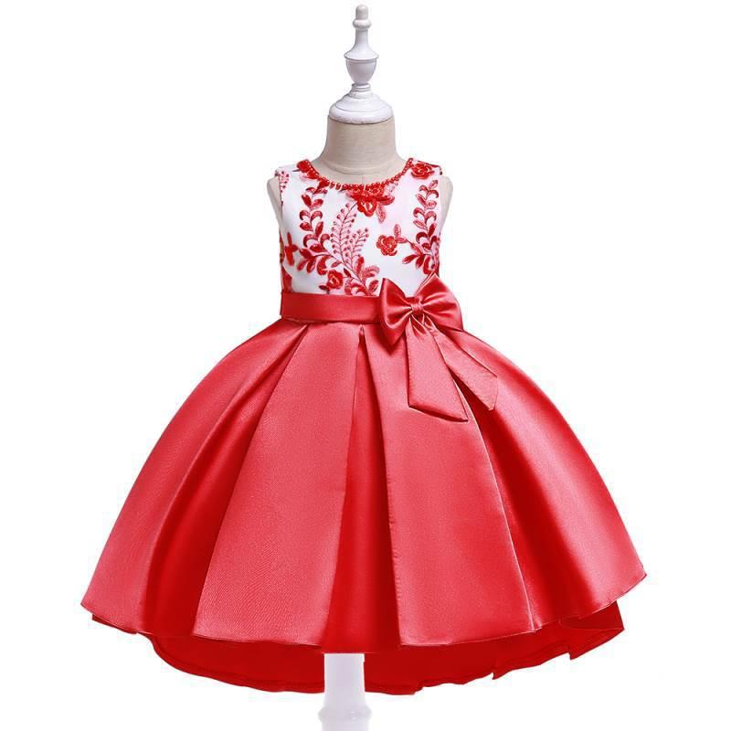High Low Satin Beaded Embroidered Princess Dress for Girls 3-10 Years – Special Occasion Gown