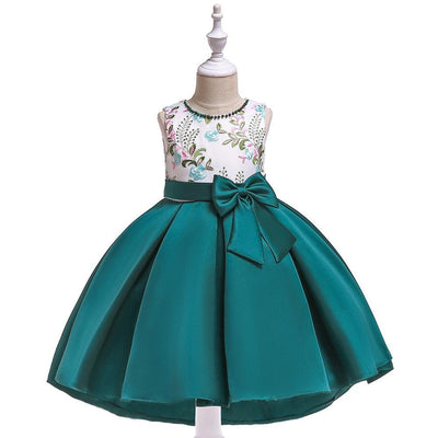 High Low Satin Beaded Embroidered Princess Dress for Girls 3-10 Years – Special Occasion Gown