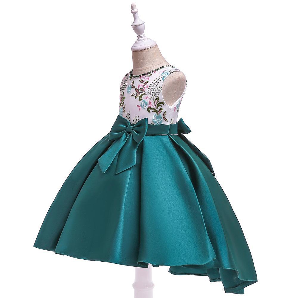 High Low Satin Beaded Embroidered Princess Dress for Girls 3-10 Years – Special Occasion Gown