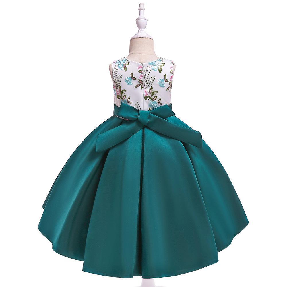 High Low Satin Beaded Embroidered Princess Dress for Girls 3-10 Years – Special Occasion Gown