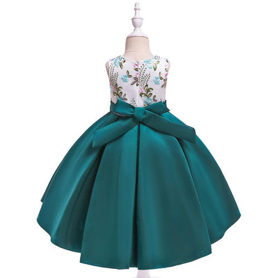 High Low Satin Beaded Embroidered Princess Dress for Girls 3-10 Years – Special Occasion Gown