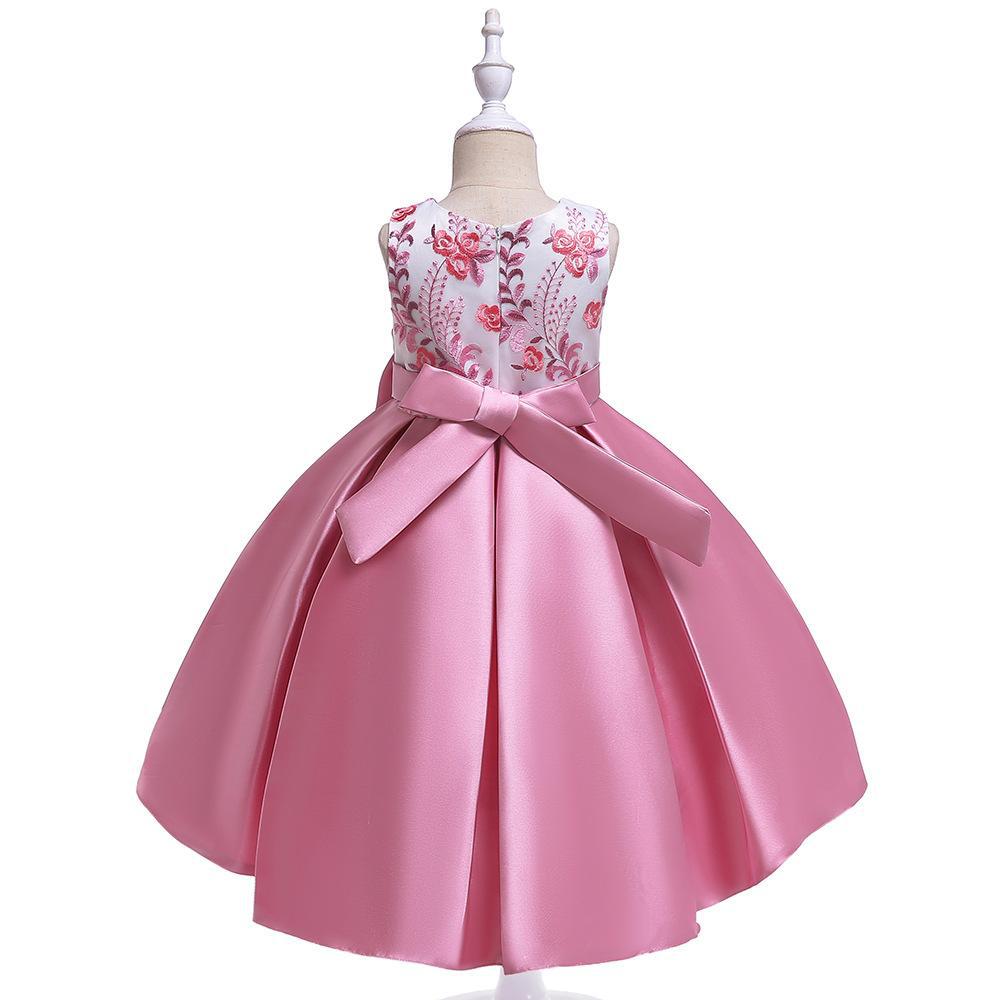 High Low Satin Beaded Embroidered Princess Dress for Girls 3-10 Years – Special Occasion Gown