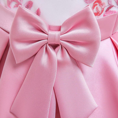 High Low Satin Beaded Embroidered Princess Dress for Girls 3-10 Years – Special Occasion Gown