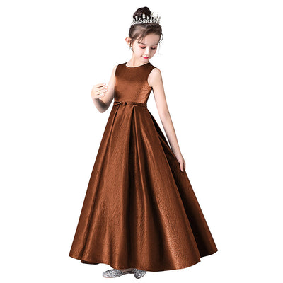 Cute A-Line Satin Ruffle Maxi Dress for Girls | Party, Performance & Formal