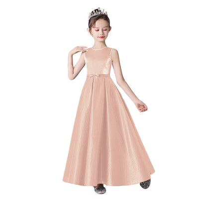 Cute A-Line Satin Ruffle Maxi Dress for Girls | Party, Performance & Formal