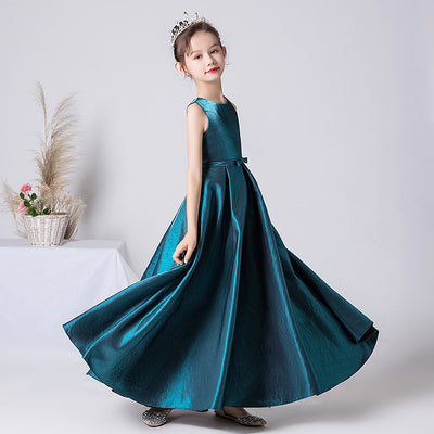 Cute A-Line Satin Ruffle Maxi Dress for Girls | Party, Performance & Formal