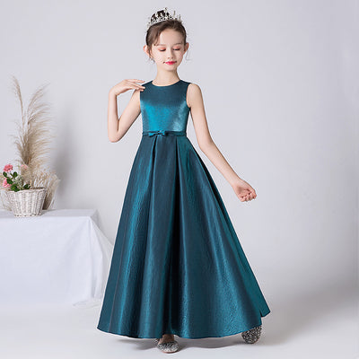 Cute A-Line Satin Ruffle Maxi Dress for Girls | Party, Performance & Formal